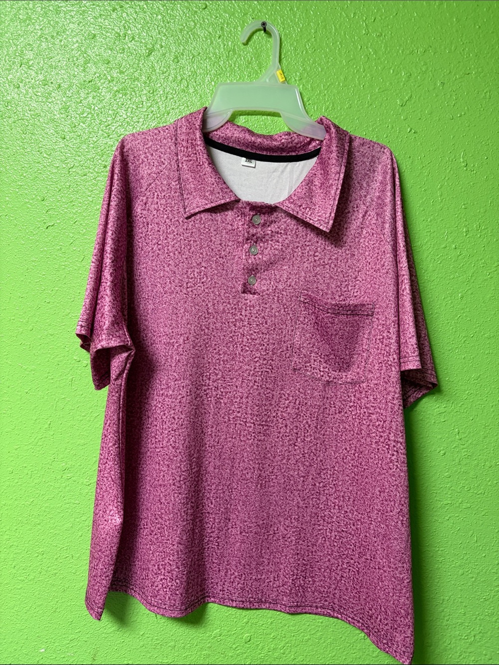 Men's Heathered Pink Short-Sleeve Polo with Chest Pocket